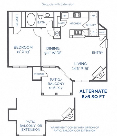 Sequoia Extension Floor Plan at Dwell at Naperville, Naperville, IL, 60563